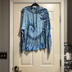 Size L Victoria’s Secret PINK Blue Tie-Dye Hoodie